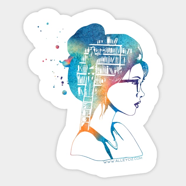 A Girl Who Loves Books Color Sticker by Alley Ciz